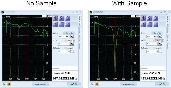 Resonator tuning with and without sample