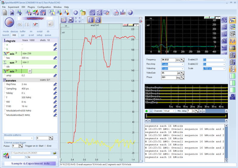 SpecMan4EPR optimizing pulse parameters